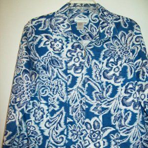 COLDWATER CREEK BLUE, PURPLE, &WHITE ZIPPER JACKET